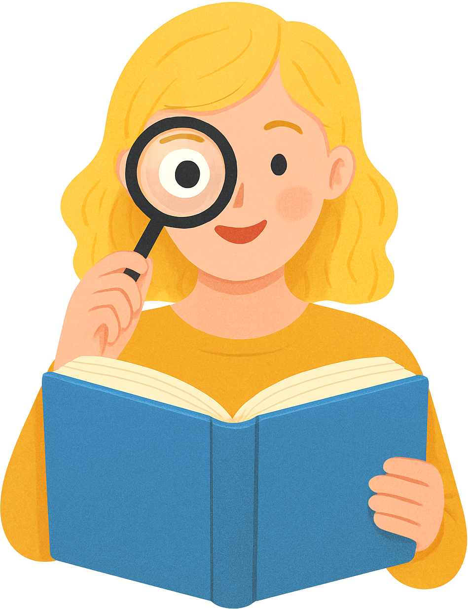 A girl is looking at a book